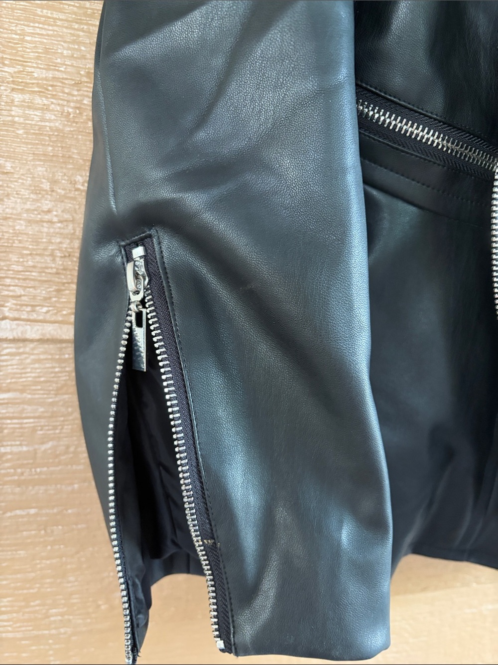 Eloquii Classic Black Leather Asymmetrical Moto Jacket -Sz 16 - Picture 7 of 10